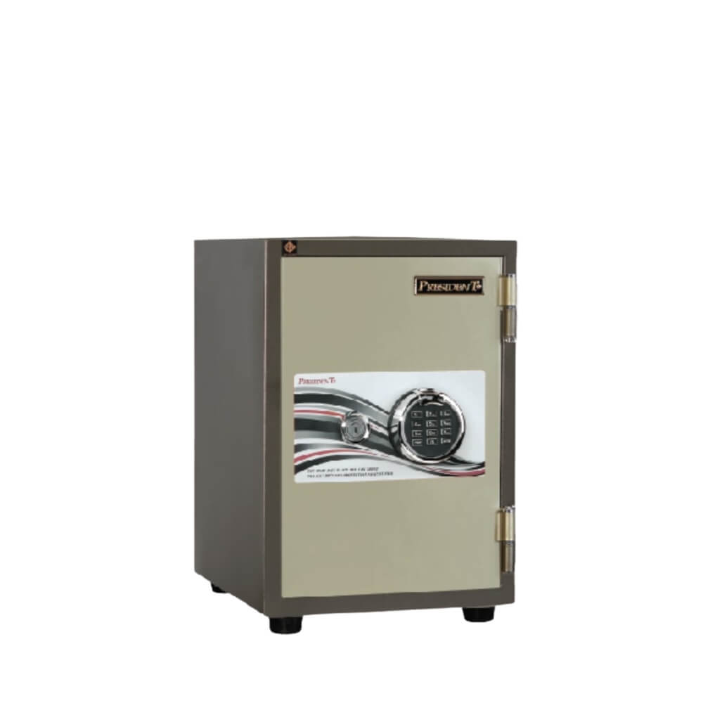 ตู้นิรภัยกันไฟ 50 กก. PRESIDENT แบบสแกนนิ้ว ขนาดเล็ก 34 ซม. สีสลับ